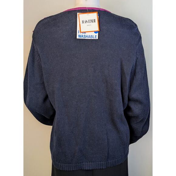 NEW Vintage Joan Leslie Cardigan XL Missy Berry Blue Paisley Embroidered Sweater - Picture 5 of 12